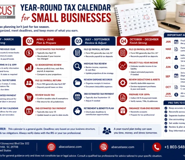 Year-Round Tax Calendar for Small Businesses