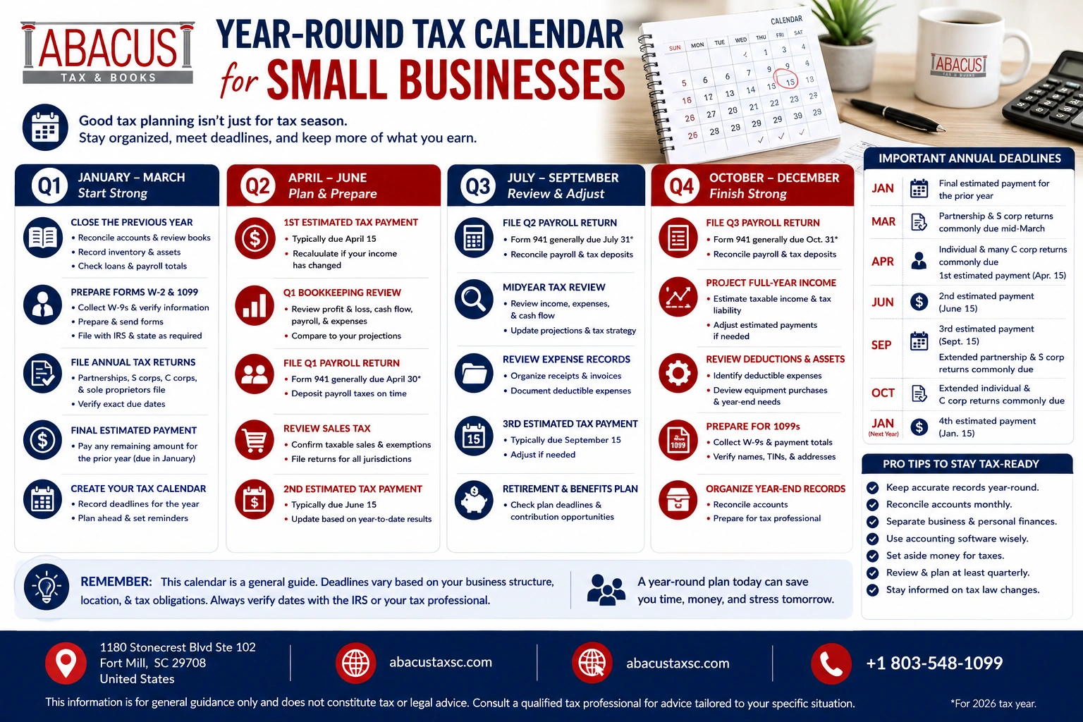 Year-Round Tax Calendar for Small Businesses