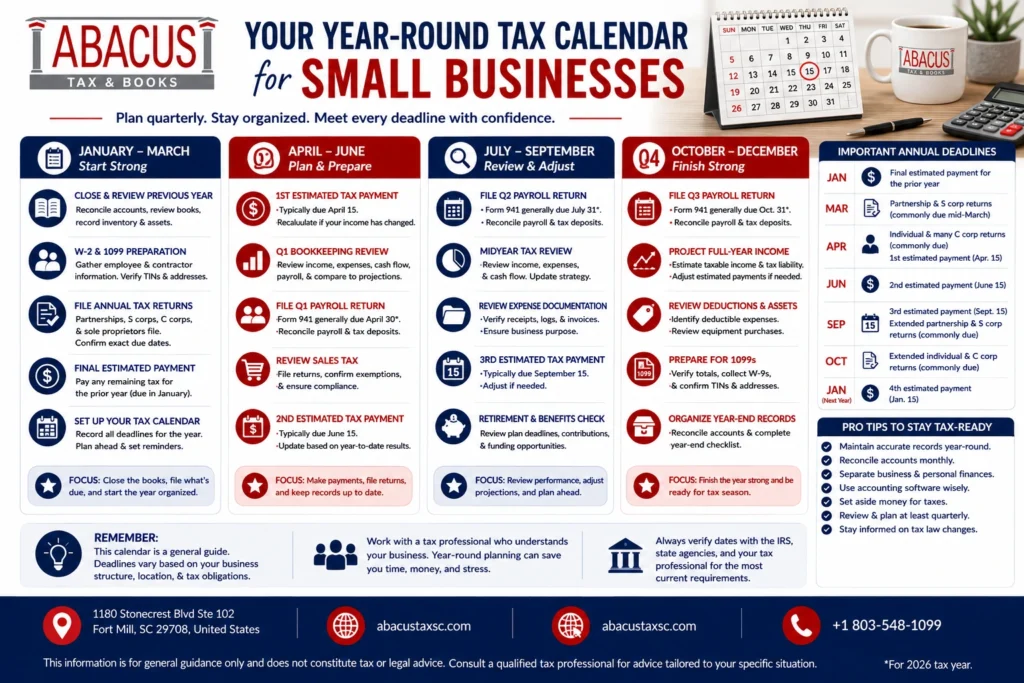 tax calendar for small business