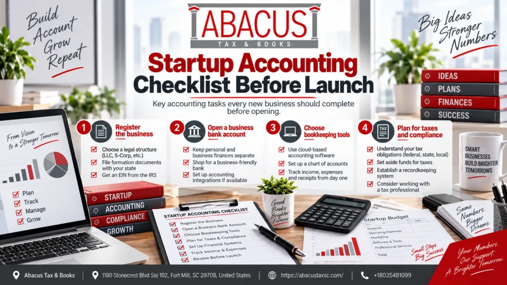 startup accounting checklist before lunch